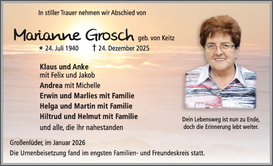 Traueranzeige von Marianne Grosch von FZ