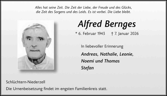 Traueranzeige von Alfred Bernges von FZ