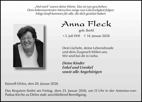 Traueranzeige von Anna Fleck von FZ