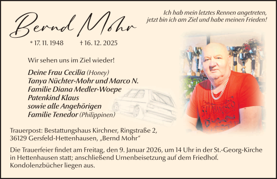 Traueranzeige von Bernd Mohr von FZ