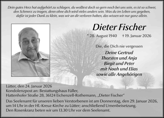 Traueranzeige von Dieter Fischer von FZ