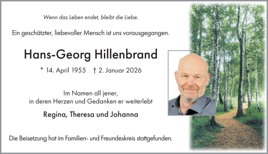 Traueranzeige von Hans-Georg Hillenbrand von FZ