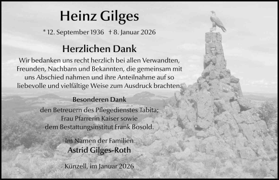 Traueranzeige von Heinz Gilges von FZ
