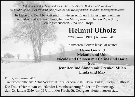 Traueranzeige von Helmut Ufholz von FZ
