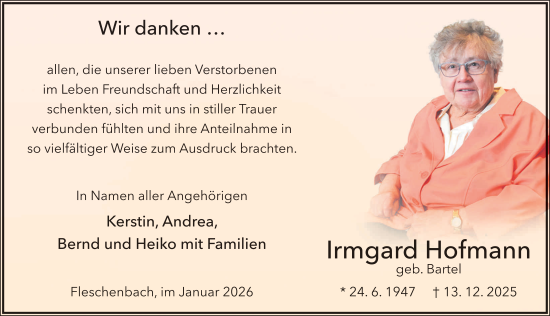 Traueranzeige von Irmgard Hofmann von FZ