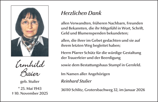 Traueranzeige von Irmhild Baier von FZ