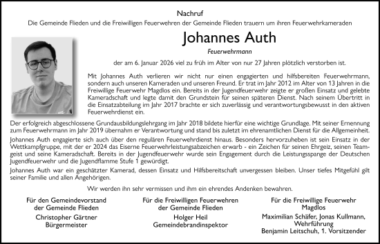 Traueranzeige von Johannes Auth von FZ