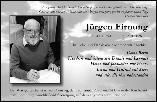 Traueranzeige von Jürgen Firnung von FZ