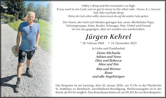 Traueranzeige von Jürgen Kehrel von FZ