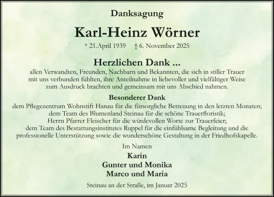 Traueranzeige von Karl-Heinz Wörner von FZ