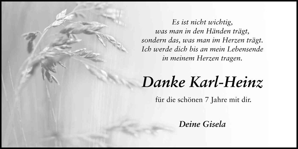  Traueranzeige für Karl-Heinz Zinkan vom 03.01.2026 aus FZ