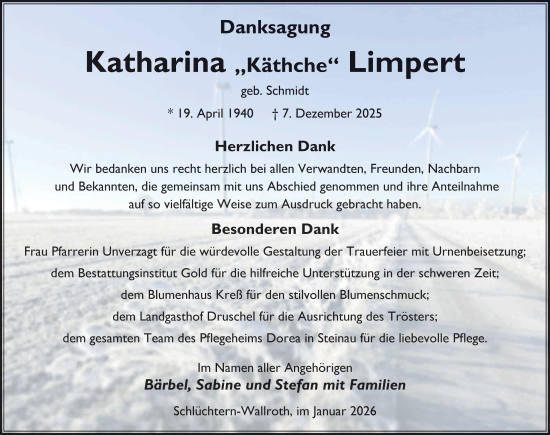 Traueranzeige von Katharina Limpert von FZ