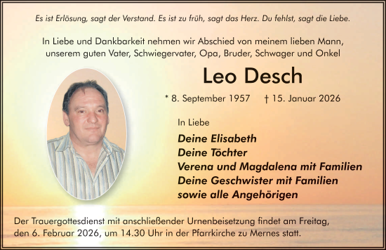 Traueranzeige von Leo Desch von FZ