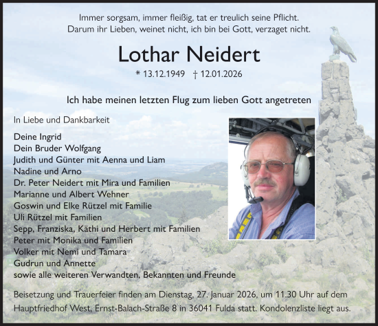 Traueranzeige von Lothar Neidert von FZ