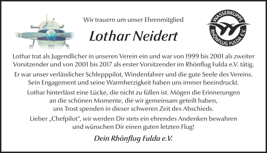 Traueranzeige von Lothar Neidert von FZ