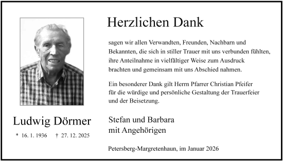 Traueranzeige von Ludwig Dörmer von FZ