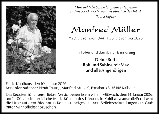Traueranzeige von Manfred Müller von FZ