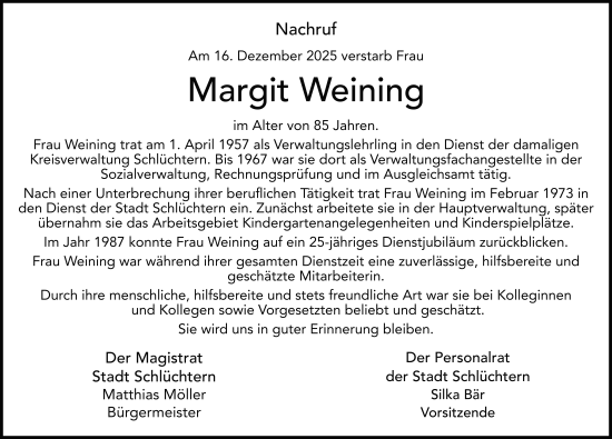Traueranzeige von Margit Weining von FZ