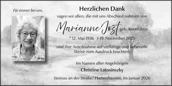 Traueranzeige von Marianne Jost von FZ