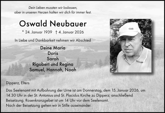 Traueranzeige von Oswald Neubauer von FZ
