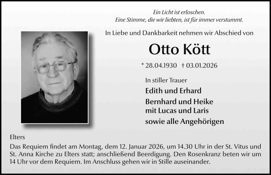 Traueranzeige von Otto Kött von FZ
