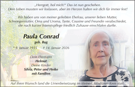 Traueranzeige von Paula Conrad von FZ