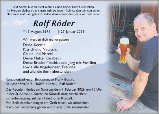 Traueranzeige von Ralf Röder von FZ