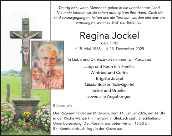 Traueranzeige von Regina Jockel von FZ