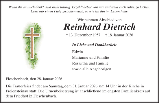 Traueranzeige von Reinhard Dietrich von FZ
