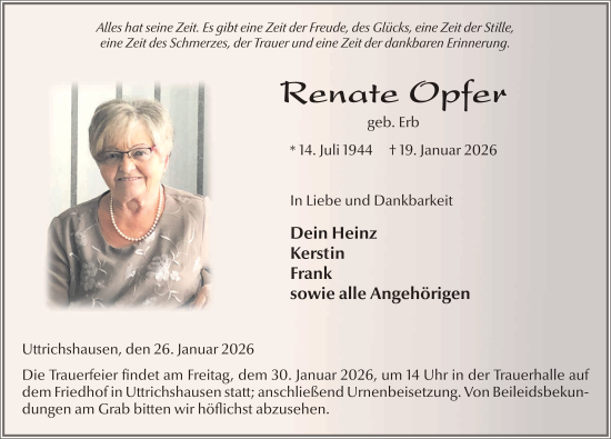 Traueranzeige von Renate Opfer von FZ