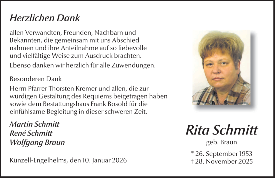 Traueranzeige von Rita Schmitt von FZ