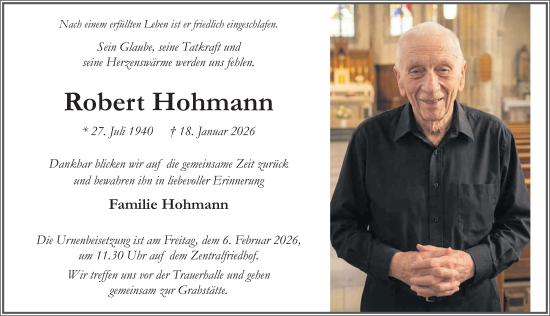 Traueranzeige von Robert Hohmann von FZ