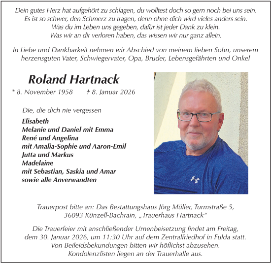 Traueranzeige von Roland Hartnack von FZ