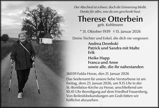Traueranzeige von Therese Otterbein von FZ
