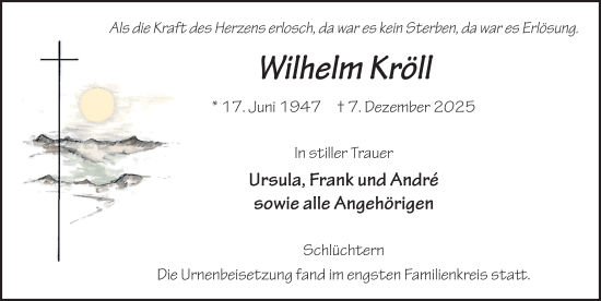 Traueranzeige von Wilhelm Kröll von FZ