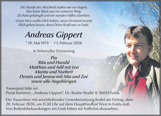 Traueranzeige von Andreas Gippert von FZ