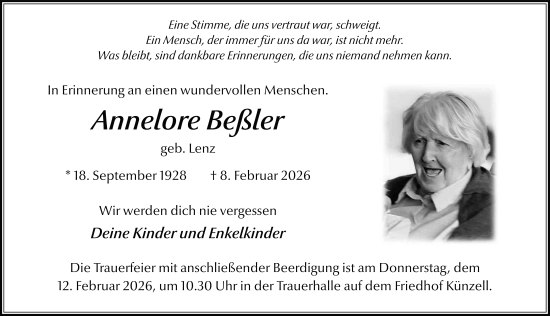 Traueranzeige von Annelore Beßler von FZ
