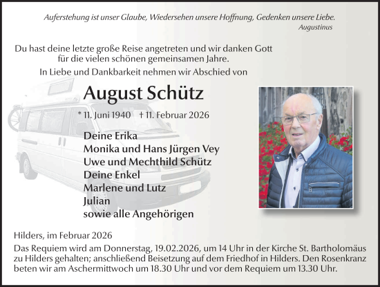 Traueranzeige von August Schütz von FZ