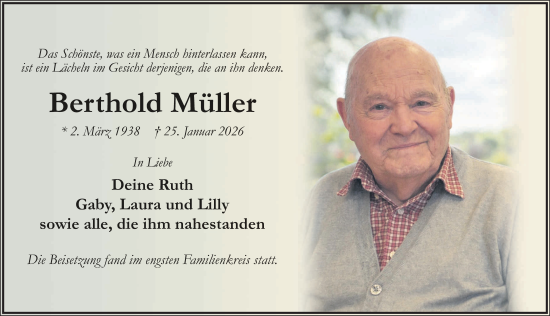 Traueranzeige von Berthold Müller von FZ