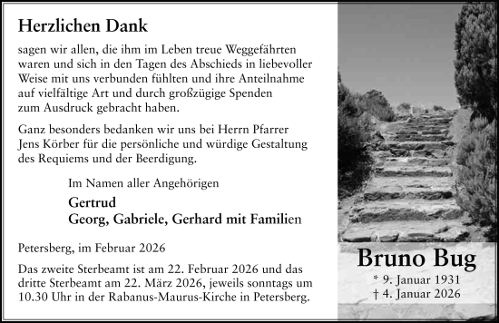 Traueranzeige von Bruno Bug von FZ