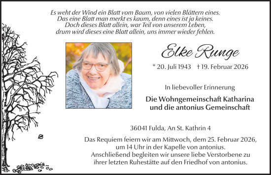 Traueranzeige von Elke Runge von FZ