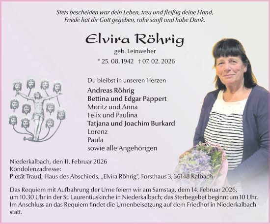 Traueranzeige von Elvira Röhrig von FZ
