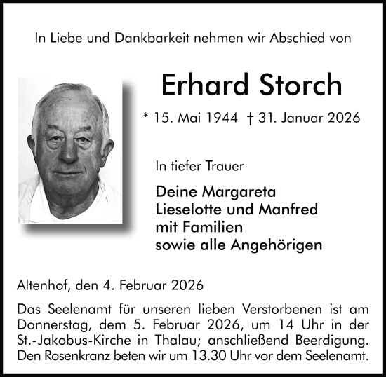Traueranzeige von Erhard Storch von FZ