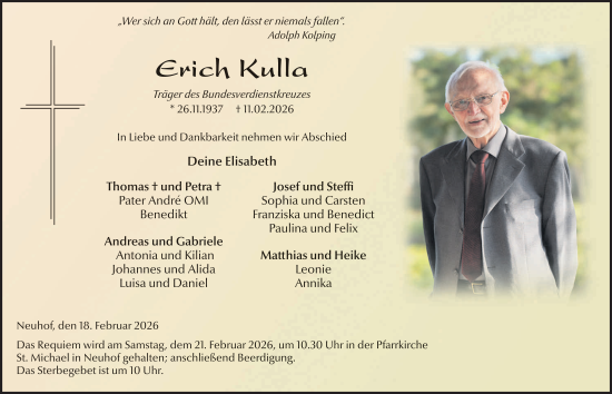 Traueranzeige von Erich Kulla von FZ