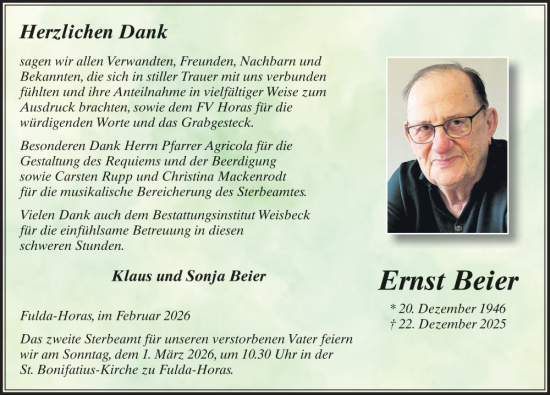 Traueranzeige von Ernst Beier von FZ