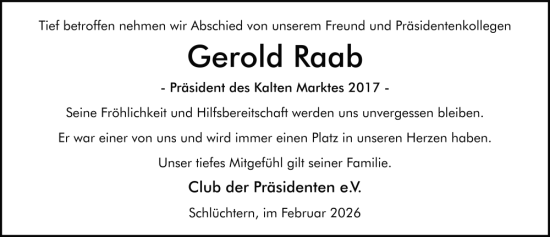 Traueranzeige von Gerold Raab von FZ