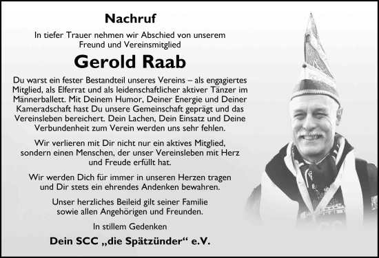 Traueranzeige von Gerold Raab von FZ