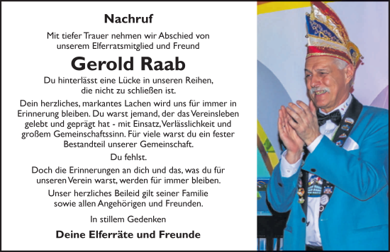 Traueranzeige von Gerold Raab von FZ