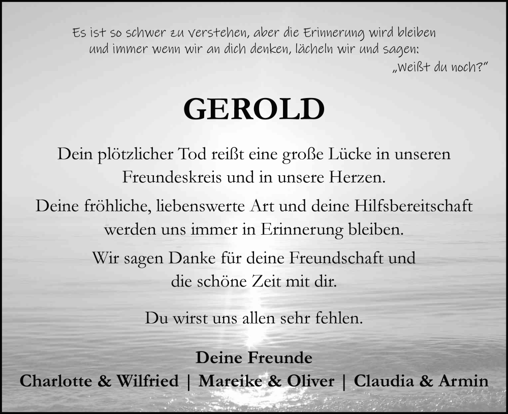  Traueranzeige für Gerold Raab vom 07.02.2026 aus FZ