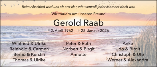 Traueranzeige von Gerold Raab von FZ